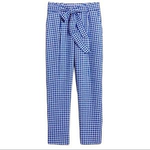Banana Republic Blue Gingham Tie-waist crop pants | 6